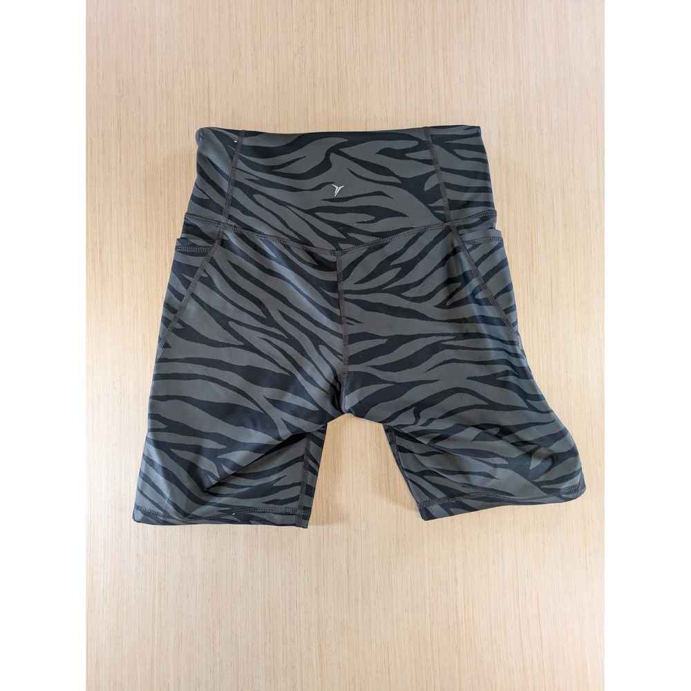 Old Navy Active Powersoft Zebra Print High Waisted Biker Shorts Gray Black M - Picture 6 of 6